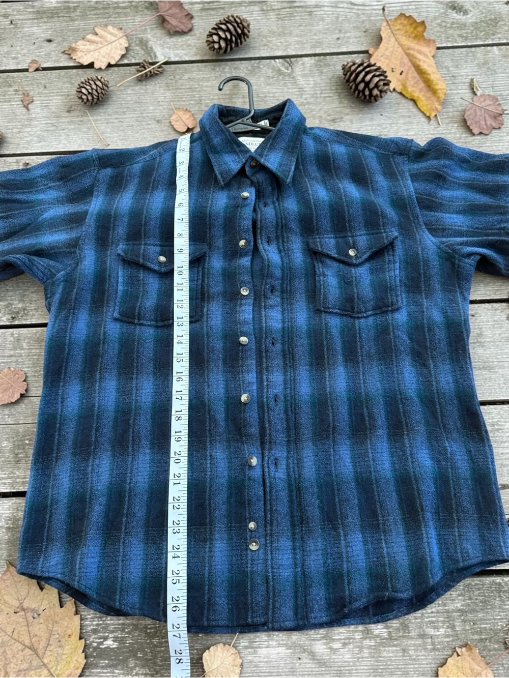 Vintage Pendleton Board Shirt Mens L Blue Green Plaid Wool Flannel Lodge Y2K